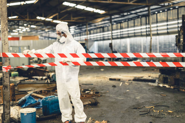 Professional Biohazard Cleanup technician working in Freeport, TX